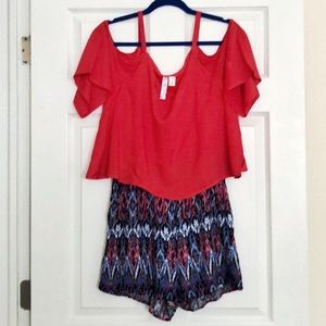 Red and blue romper